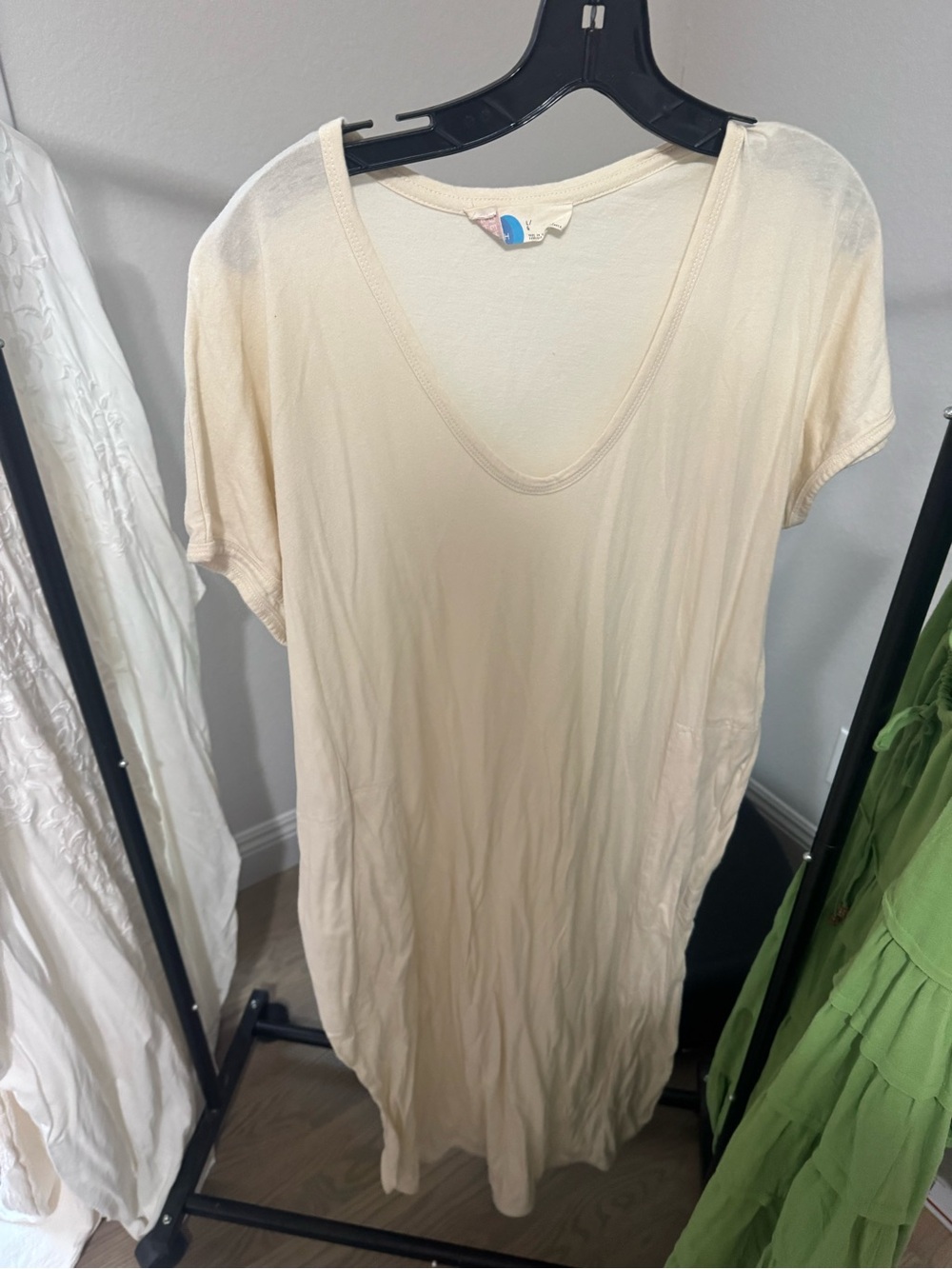 Free People Cream V-Neck Midi Dress